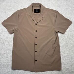 BYLT Performance Button Down Shirt Taupe Paloma Fit Stretch Men's Size Small